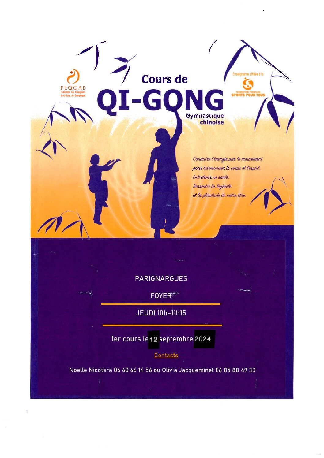 Reprise des cours de QI-GONG